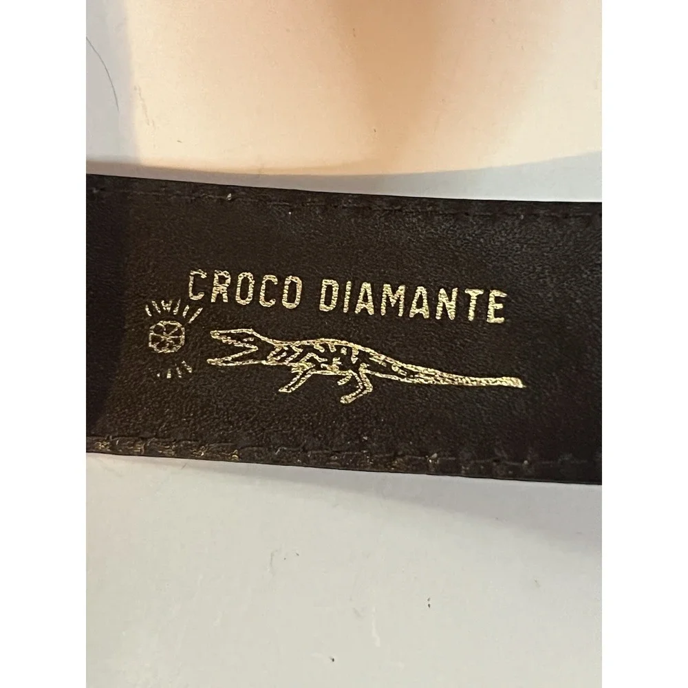 Men's Brown Desmo Italy Croco Diamante Crocodile Leather Belt 90/105 32